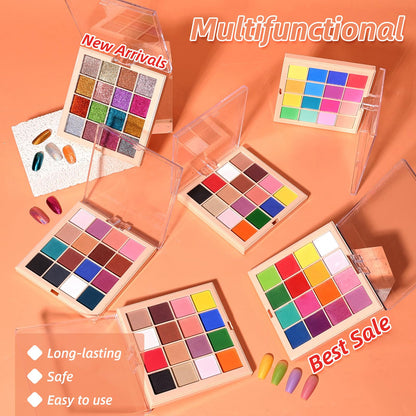 U-Shinein Chrome Nail Powder Palette – 16-Color Iridescent Nail Art Kit