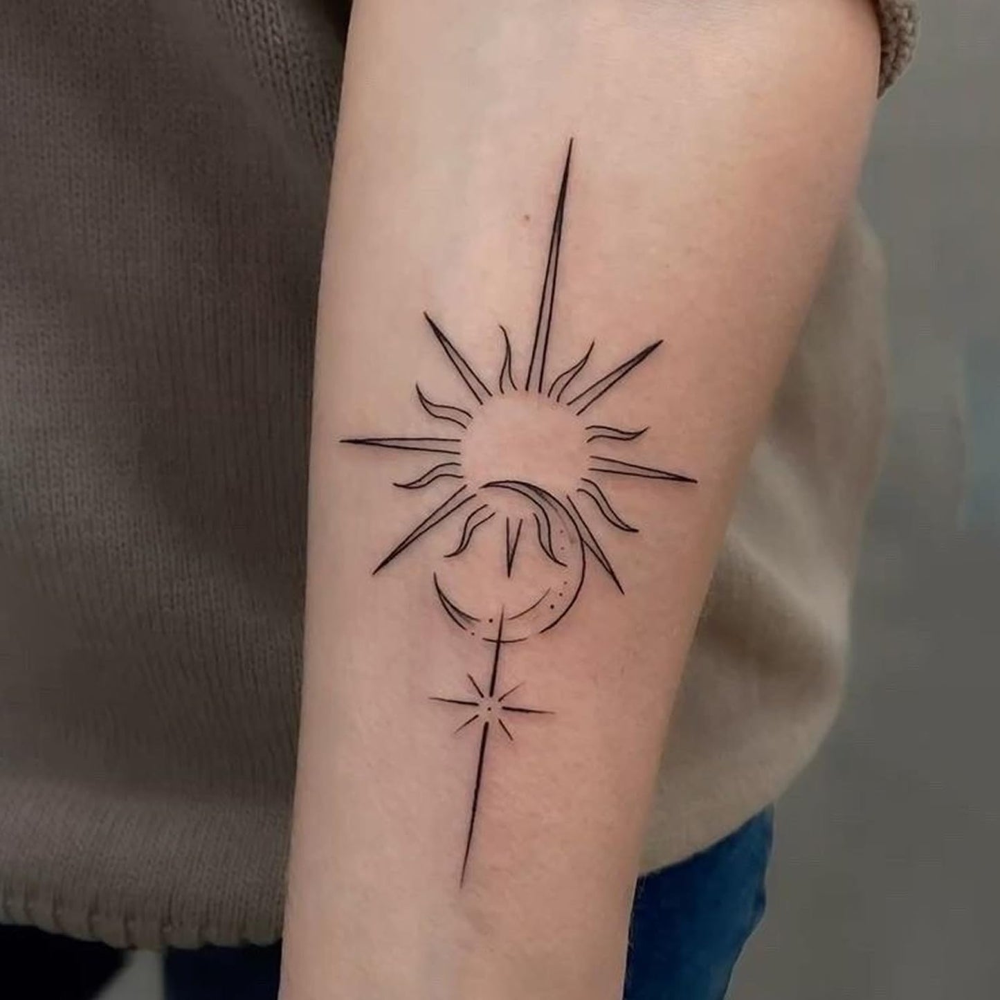 UBICA Semi Permanent Tattoos – Sun & Moon and Flower (2 Sheets) | Lasts 7-15 Days, Water-Resistant, Realistic
