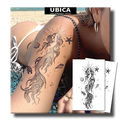 UBICA Large Semi Permanent Tattoo – 2 Sheets, 1–2 Week Wear, Waterproof & Realistic