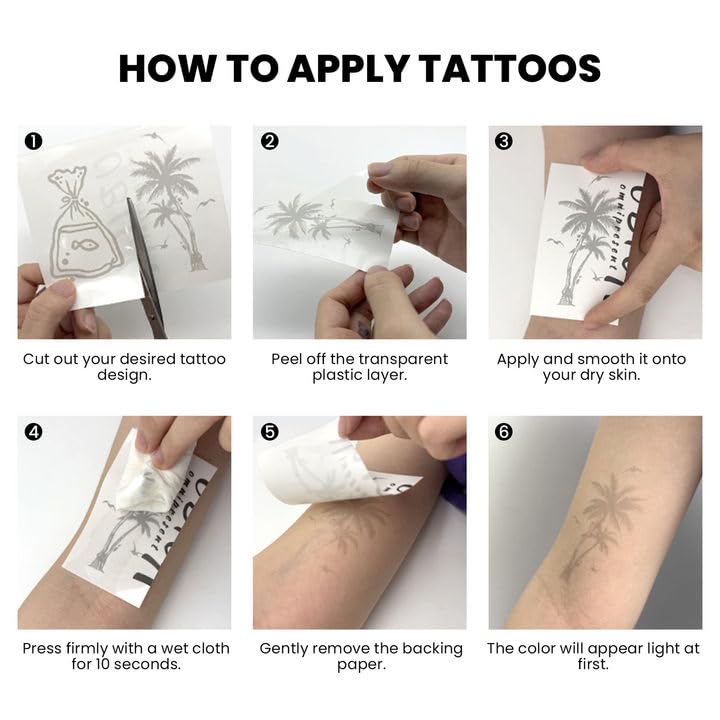 UBICA Semi-Permanent Tattoo 2 Sheets – Cherry Blossom Design, Lasts 2 Weeks, Waterproof & Realistic for Women
