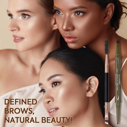 UCANBE Dual-Ended Eyebrow Pen & Gel Liner — 4-Fork Tips, Spoolie, Classic Brown