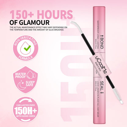 UCOOLME Lash Bond and Seal Waterproof – 10ML 2-in-1 Lash Glue for Clusters