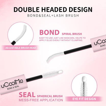 UCOOLME Lash Bond and Seal Waterproof – 10ML 2-in-1 Lash Glue for Clusters