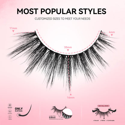 uCoolMe Lash Clusters – Natural Look False Lashes, 6 Pairs, DIY-Cut