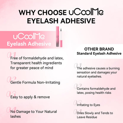 UCOOLME Lash Glue Black – 15-Second Hold, Latex-Free, Leak-Proof Cap for Strip Lashes