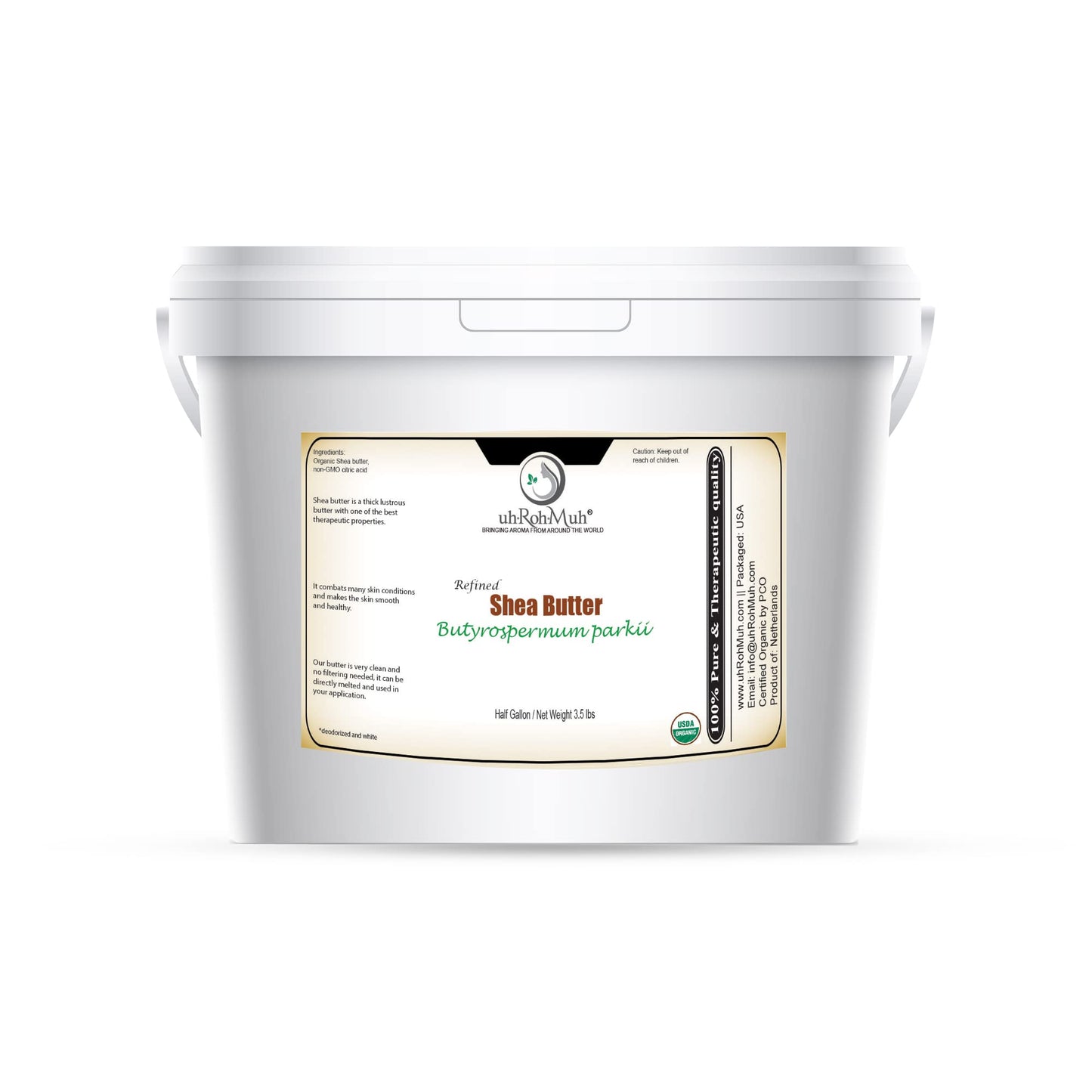 uh*Roh*Muh Organic Refined Shea Butter – Unscented & Smooth Texture – Premium Cosmetic Grade Shea Butter for Skincare, Hair Care, Soap Making, Lotions, Balms & DIY Formulations | France