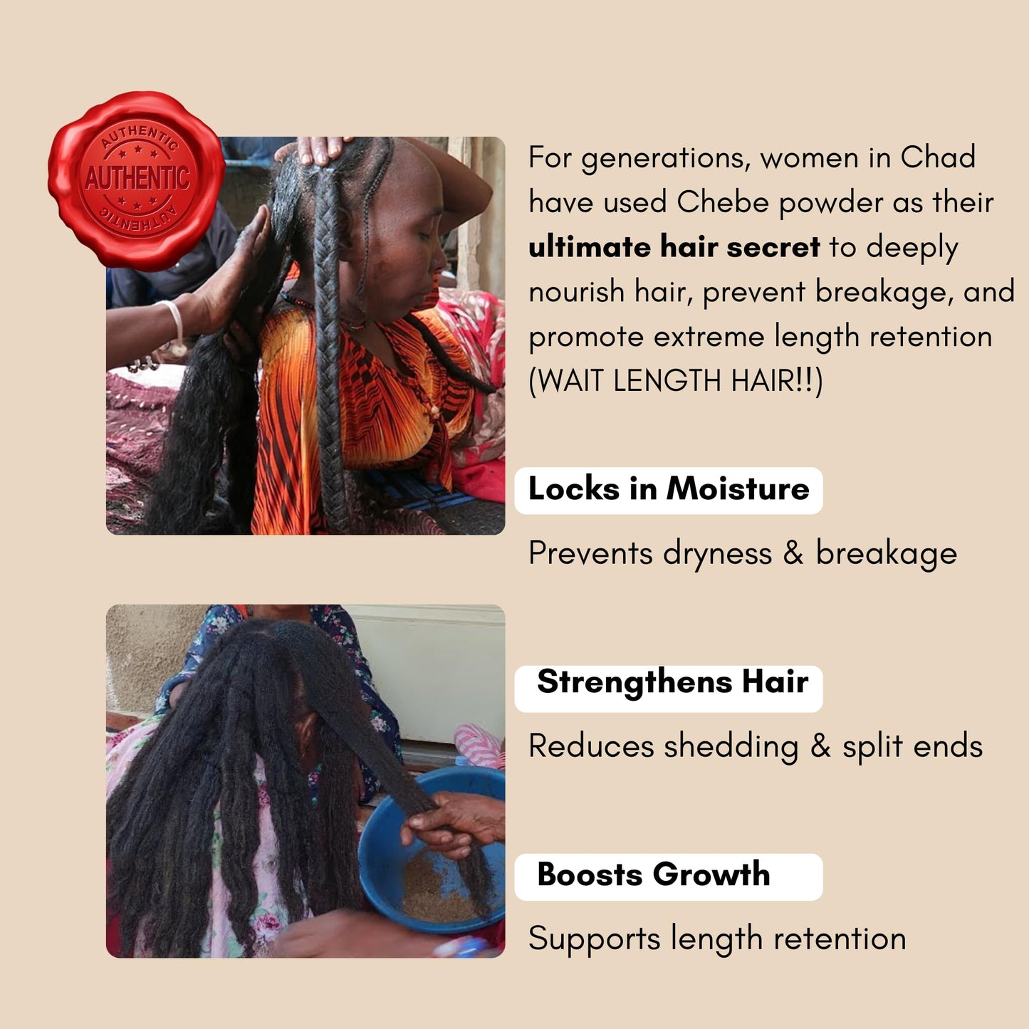 Uhuru Naturals ChadianChebe™ Hair Growth Butter (8oz) – Authentic Chad Hair Butter for Thick, Long Hair
