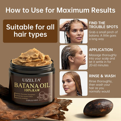 UIZELTA Batana Oil for Hair Growth – 100% Pure, Cold-Pressed, All Hair Types