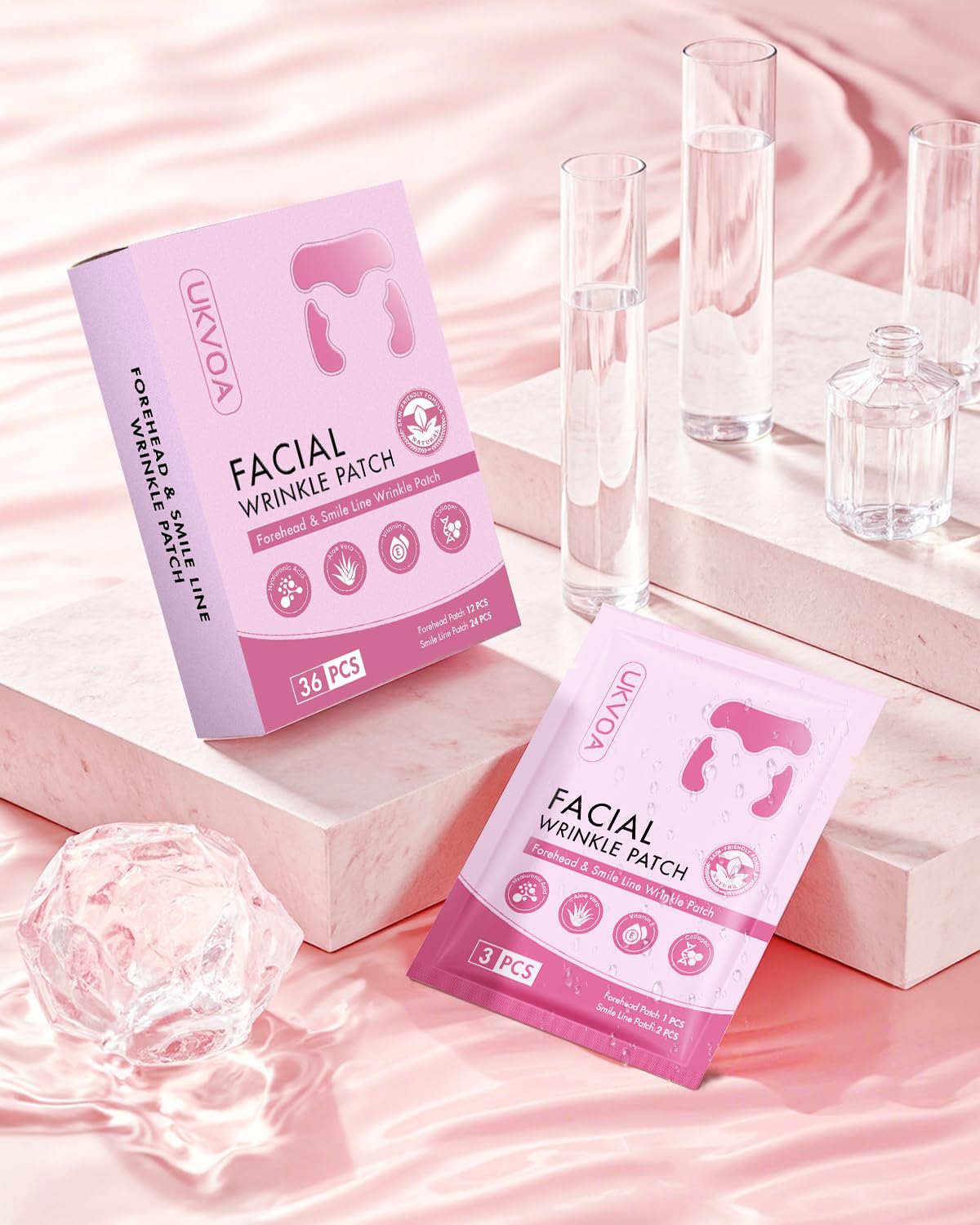 UKVOA Facial Forehead & Smile Line Patches – Overnight Hydration (36 pcs)