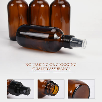 ULG Fine Mist Sprayers – 4 oz Amber Glass Bottles (8-Pack) with DIY Labels