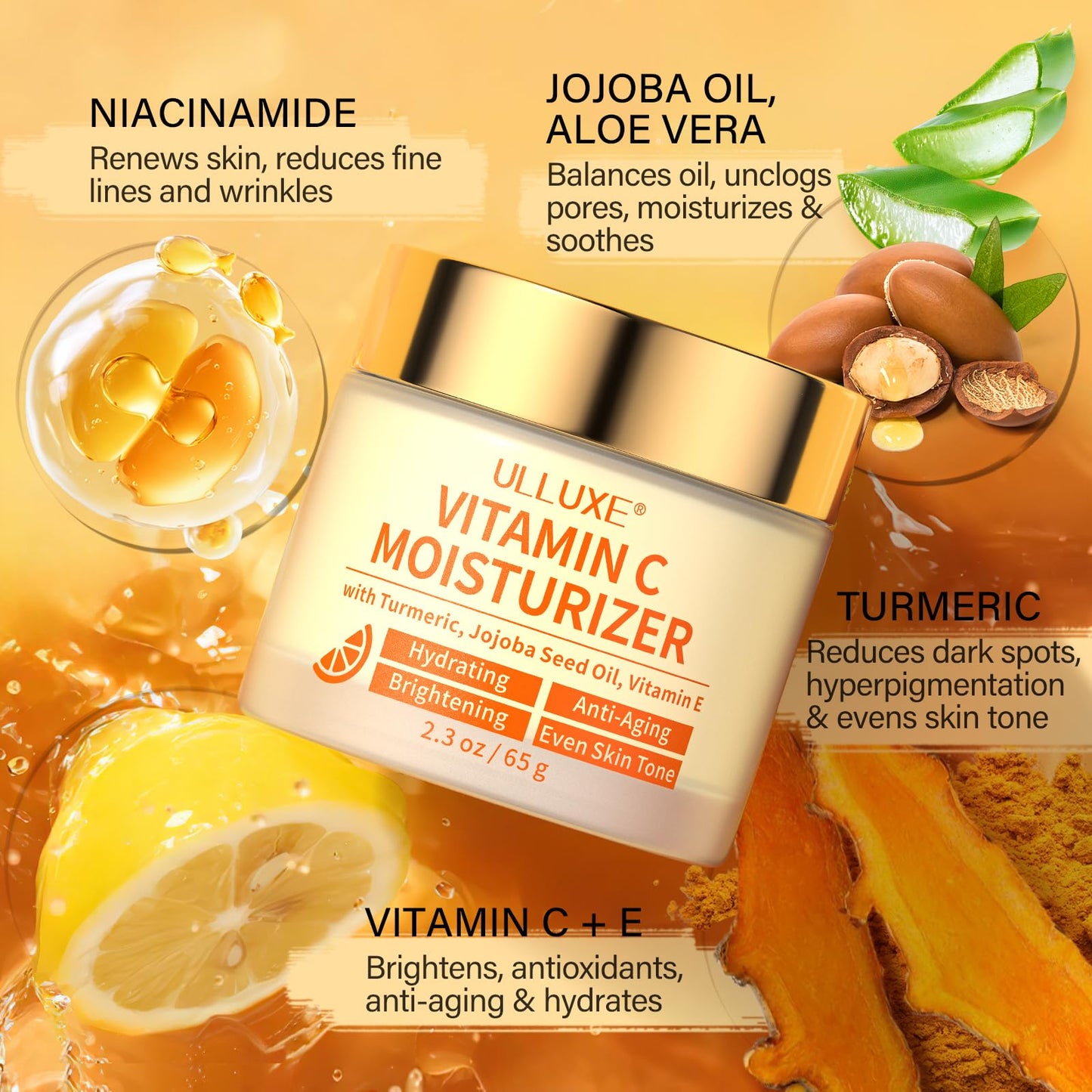 ulluxe Vitamin C Face Moisturizer – Brightening & Anti-Aging Cream with Turmeric