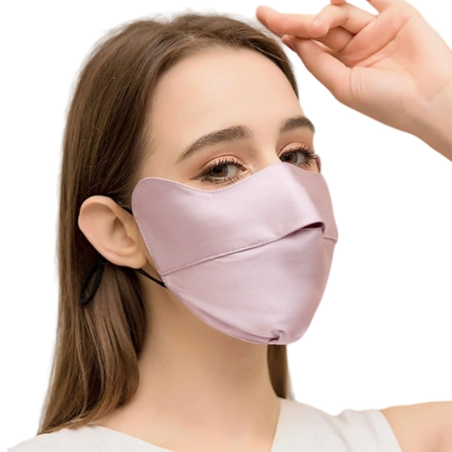 ULPOCMU Mulberry Silk Sun Protection Mask - UPF 50+ Lightweight Mauve