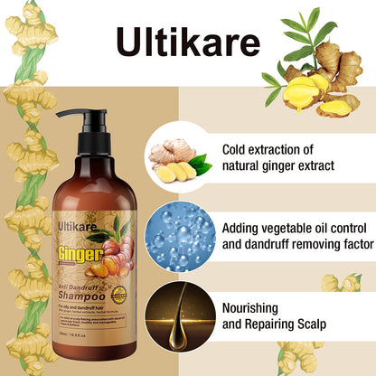Ultikare Ginger Shampoo for Dandruff – Anti-Dandruff Scalp Care for Itchy Dry Scalp