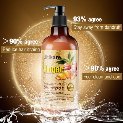 Ultikare Ginger Shampoo for Dandruff – Anti-Dandruff Scalp Care for Itchy Dry Scalp