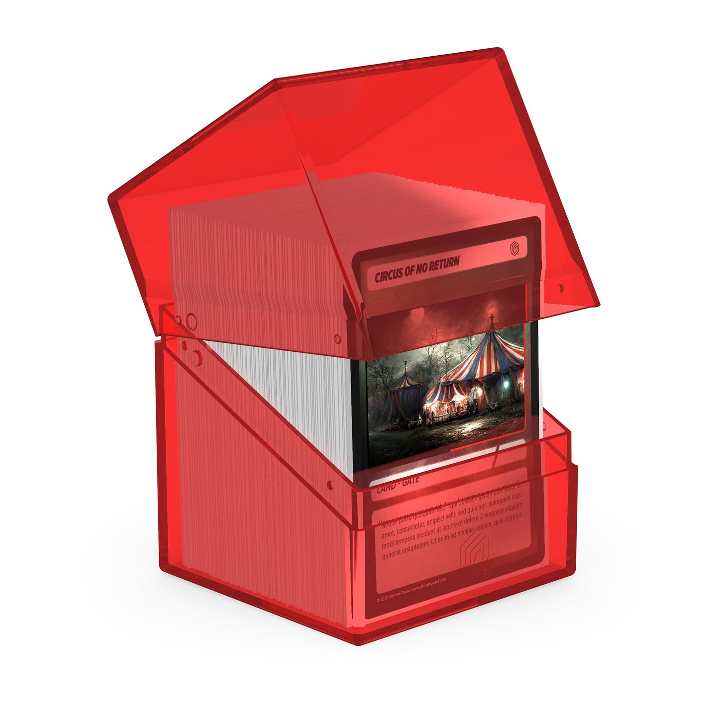 Ultimate Guard Boulder 100+ Clear Deck Case – Ruby, Secure Storage for 100 Double-Sleeved Cards