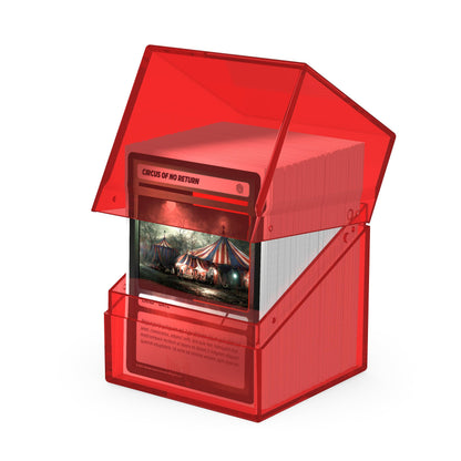 Ultimate Guard Boulder 100+ Clear Deck Case – Ruby, Secure Storage for 100 Double-Sleeved Cards