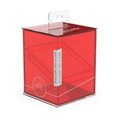Ultimate Guard Boulder 100+ Clear Deck Case – Ruby, Secure Storage for 100 Double-Sleeved Cards