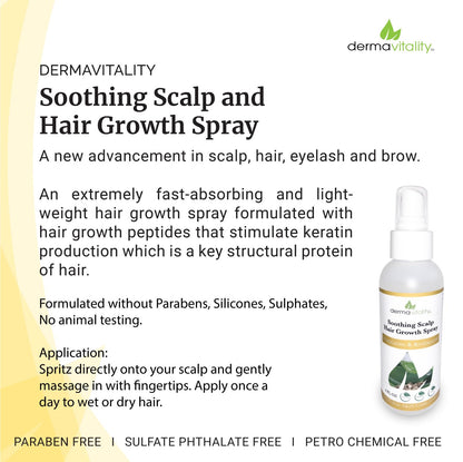 UltimateVitality Soothing Scalp Hair Growth Spray – Lightweight Keratin-Peptide Formula for Thicker-Looking Hair – 4 oz