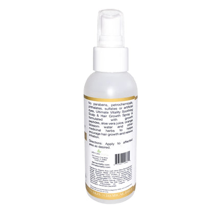 UltimateVitality Soothing Scalp Hair Growth Spray – Lightweight Keratin-Peptide Formula for Thicker-Looking Hair – 4 oz