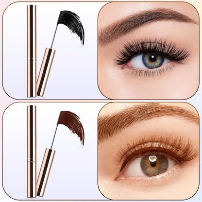 Ultra-Fine Lengthening Waterproof Mascara – 24h Smudge-Proof (Black+Brown)