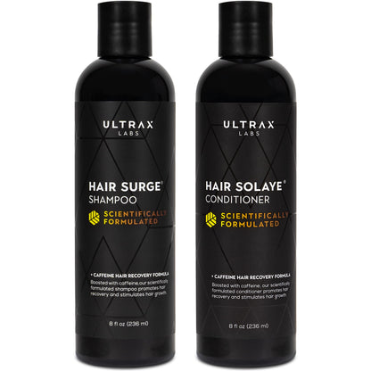 Ultrax Labs Hair Surge Shampoo + Hair Solaye Conditioner Bundle – Thickens Hair, Reduces Breakage, Supports Growth (8 fl oz Each) | For Men & Women