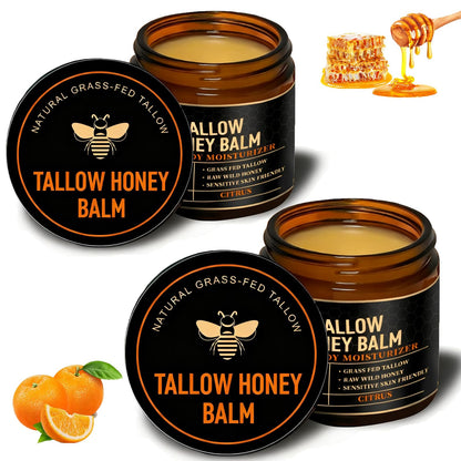 UMHWYZW 2-Pack Organic Beef Tallow Face Moisturizer with Raw Honey – Grass-Fed Tallow, Citrus Scent