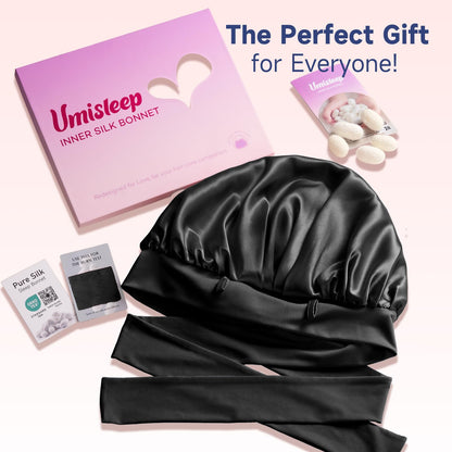 Umisleep Silk Bonnet – Mulberry Silk Lining, Large Hair Wrap for Curly & Long Hair