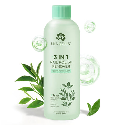 UNA GELLA Nail Polish Remover - Easy-Use Cap, 8 oz, Soak Off Acetone with Green Tea Scent