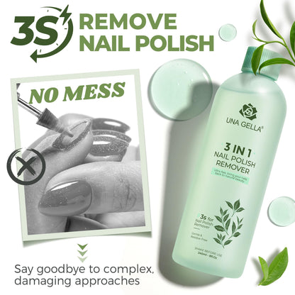 UNA GELLA Nail Polish Remover - Easy-Use Cap, 8 oz, Soak Off Acetone with Green Tea Scent