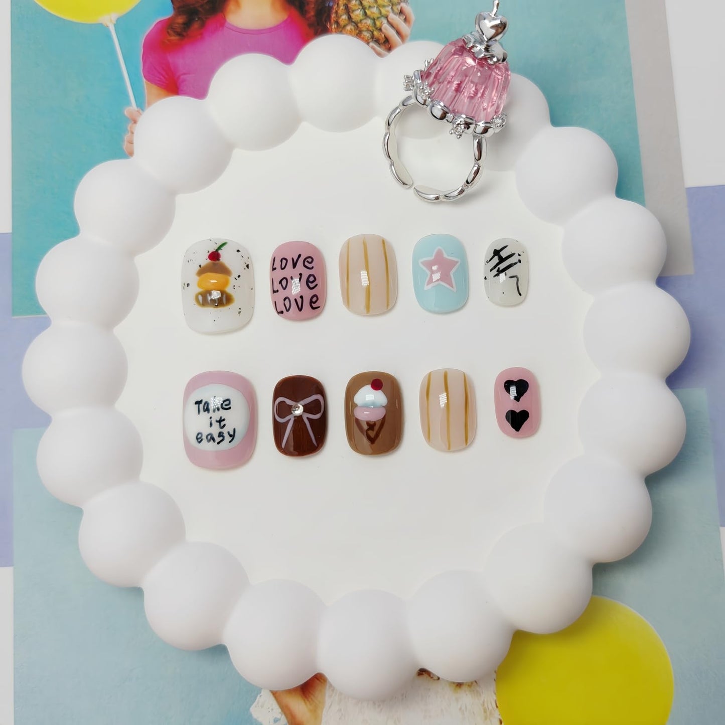 UNIYVOH Extra Short Press On Nails Squoval – Handmade 3D Designs & Reusable Tips