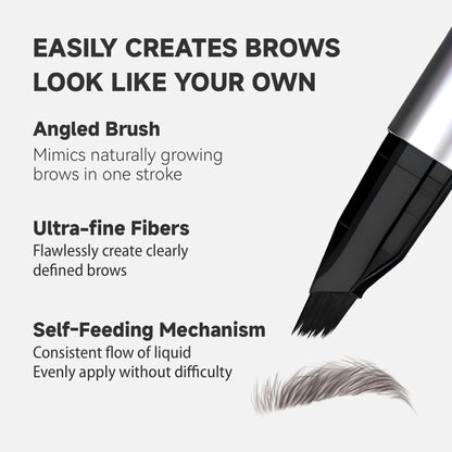 Unicos Eyebrow Pen with Angled Brush – Natural Hairlike Strokes, Waterproof