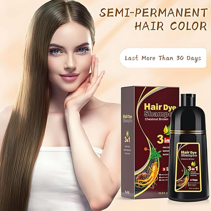UniNestia Chestnut Brown Hair Dye Shampoo 3-in-1 – Quick Semi-Permanent Gray Coverage