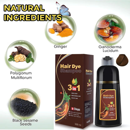 UniNestia Chestnut Brown Hair Dye Shampoo 3-in-1 – Quick Semi-Permanent Gray Coverage
