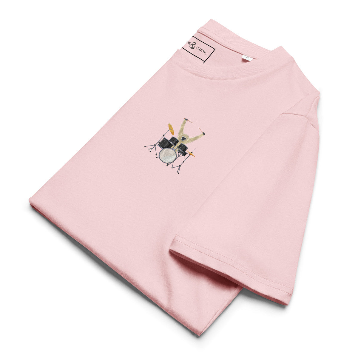 The Drummer Monkey Organic Cotton Embroidered T-Shirt
