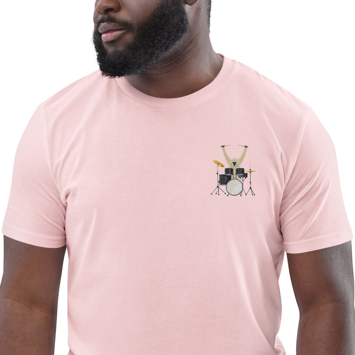 The Drummer Monkey Organic Cotton Embroidered T-Shirt