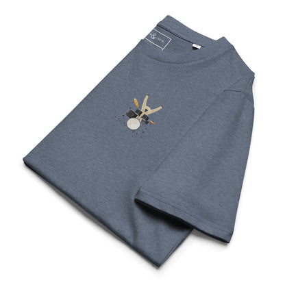 The Drummer Monkey Organic Cotton Embroidered T-Shirt