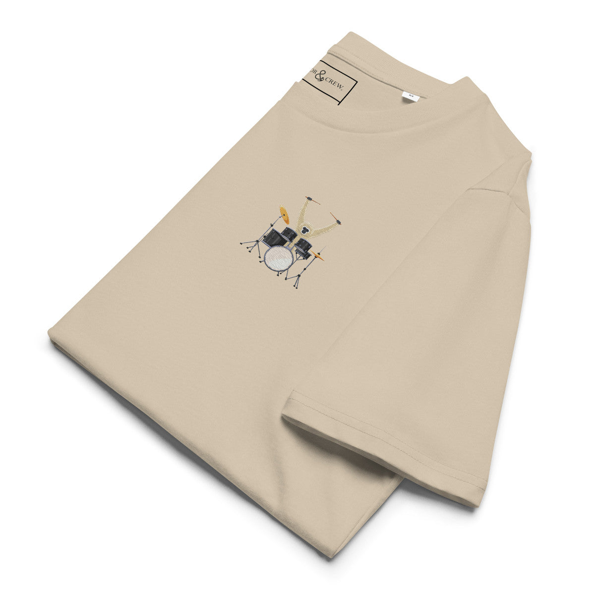 The Drummer Monkey Organic Cotton Embroidered T-Shirt