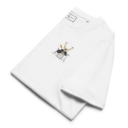 The Drummer Monkey Organic Cotton Embroidered T-Shirt