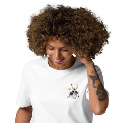 The Drummer Monkey Organic Cotton Embroidered T-Shirt