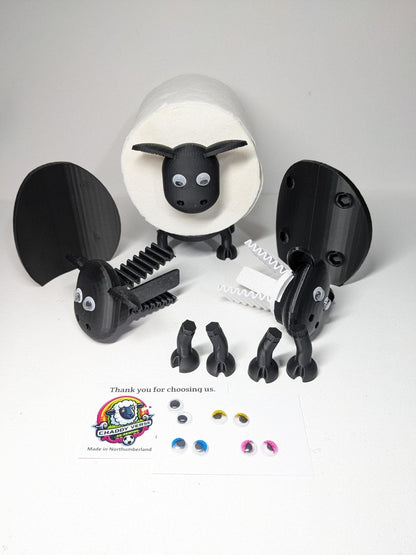 Universal fitting black sheep spare toilet roll holder .