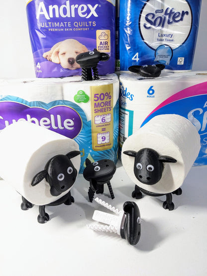 Universal fitting black sheep spare toilet roll holder .