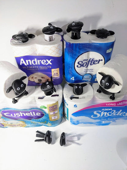 Universal fitting black sheep spare toilet roll holder .