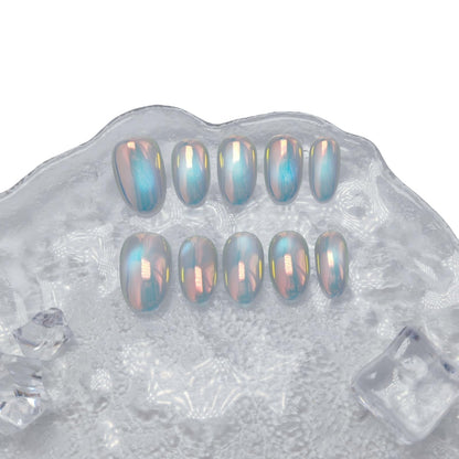 UNIYVOH Cat Eye Nails – Aurora Bubbles Magnetic Shimmer Press-Ons