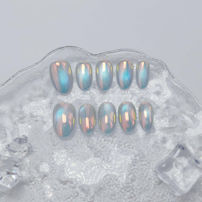 UNIYVOH Cat Eye Nails – Aurora Bubbles Magnetic Shimmer Press-Ons
