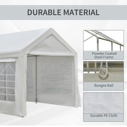 Premium 20x10 Car Tent | Outdoor Canopy Shelter | Water-Resistant | White