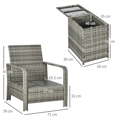 High-Quality 3-Piece PE Rattan Garden Sofa Set - Grey