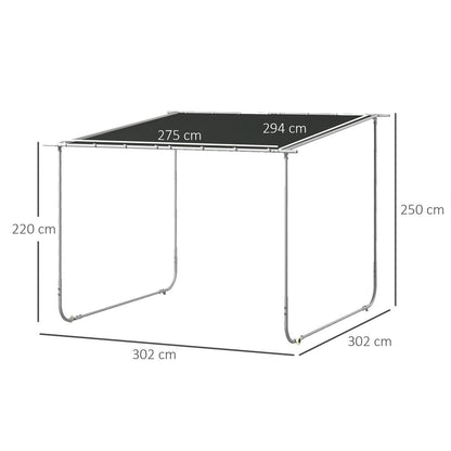 Outsunny 3x3(m) Mobile Pergola Kit, Event Shelter with Wheels, UV30+