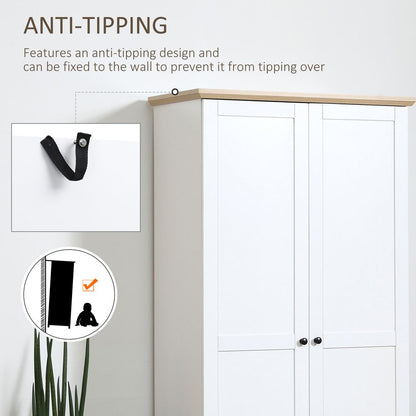 White Wooden Storage Cabinet - 172cm, 2 Doors, 4 Shelves - High Quality & Spacious