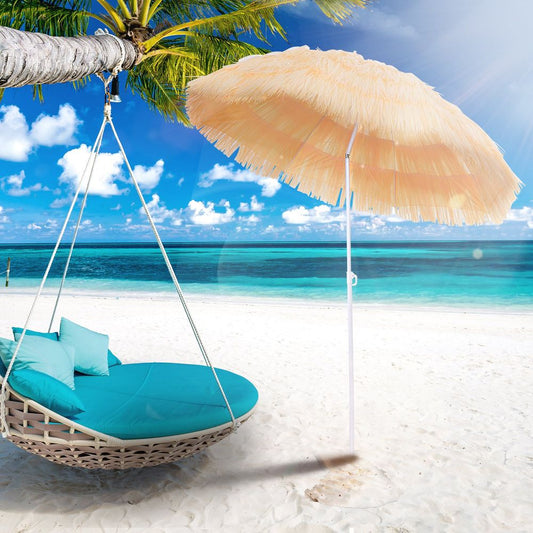 Outsunny Beach Sun Umbrella - Hawaiian Style, Tilting & Folding - Superior Quality