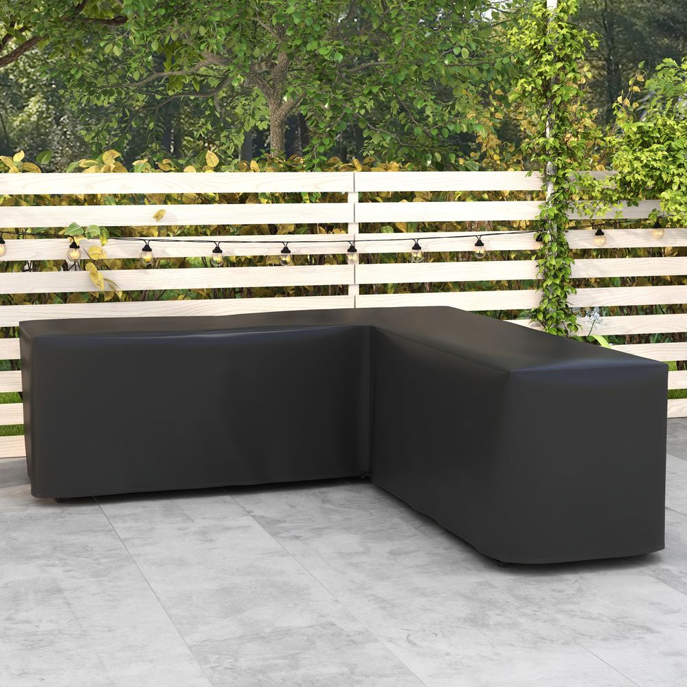 Outsunny L-Shaped Rattan Corner Sofa Cover- Waterproof, 250x250x79cm